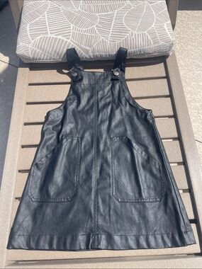Zara Black Faux Leather Polyurethane Overall Dress Rocker Goth Girlcore 7
